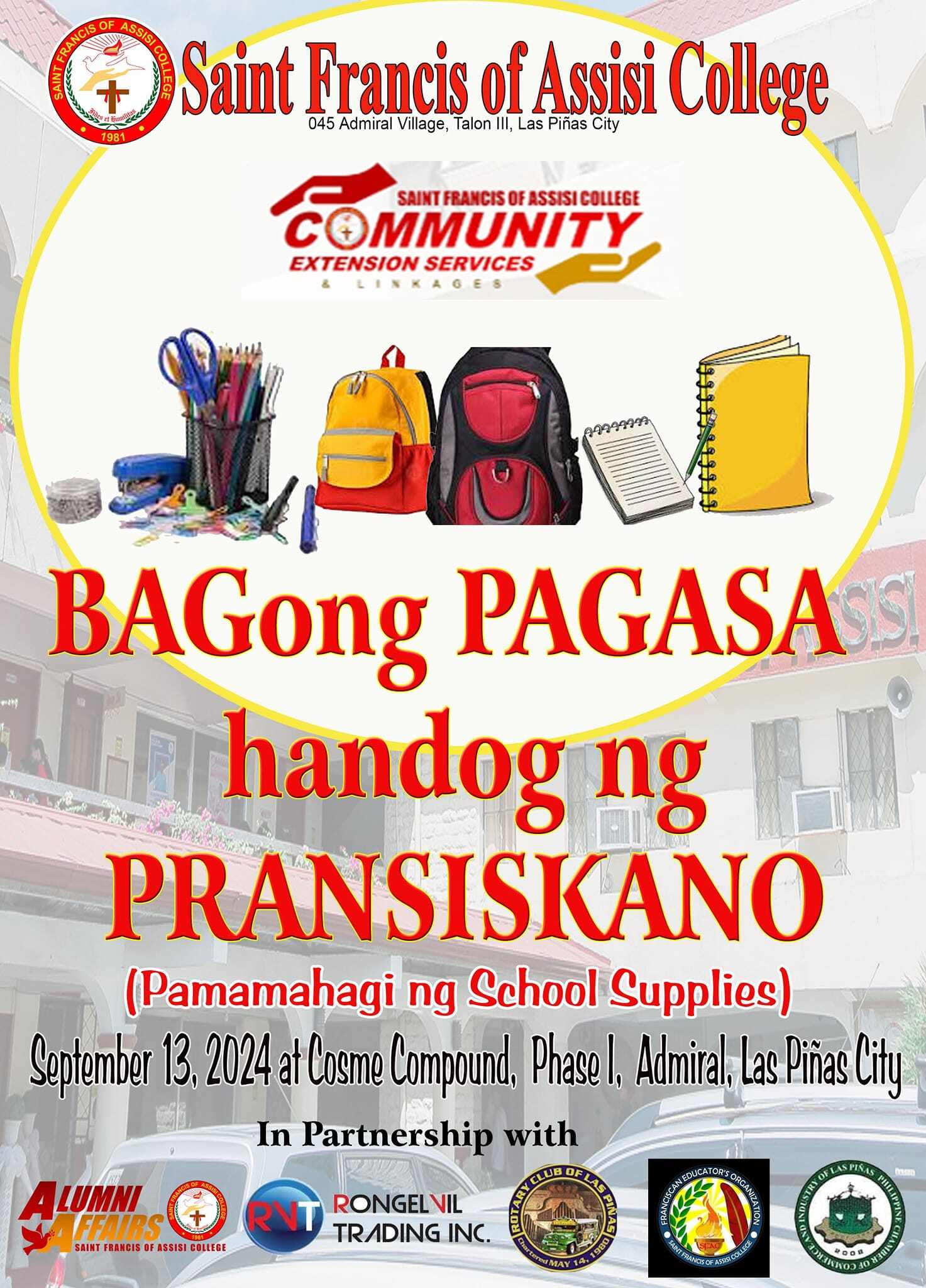 RVTI CSR Activity | Saint Francis of Assisi College | Bagong Pagasa Handog ng Pransiskano